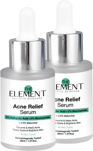 the element 2% Salicylic Acid Serum with 5% Niacinamide & 0.5% Bakuchiol | Acne Relief, Oil Control, Pore Minimizing, Anti Acne Face Serum for Oily Skin, Pimples & Acne Scars, 30ml (30 ml, Pack of 2)