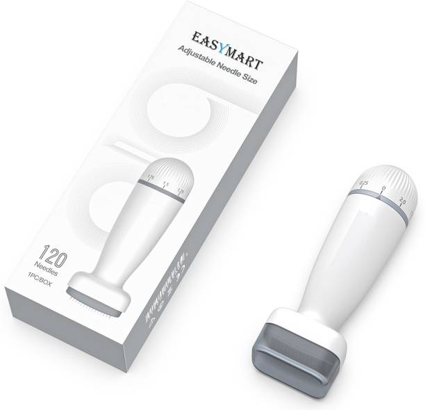 Easymart Adjustable 0~2mm 120 A - Advanced updated New Microneedling Derma Roller Pen Microneedle Stamp for Hair, Beard growth, Shrink Pores, Brighten Skin Tone, Facial care