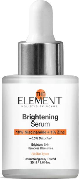 the element 10% Niacinamide Serum with 1% Zinc PCA, 0.5% Bakuchiol, Moringa & Tulsi Extract | Brightening Face Serum for Glowing Skin, Acne Marks, Dark Spots, Pigmentation & Oily Skin