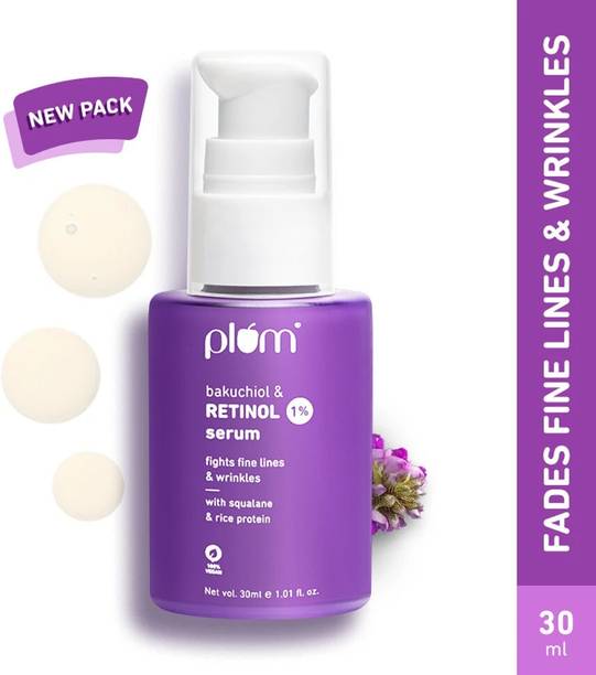 Plum 1% Retinol Face Serum with Bakuchiol | Reduces Fine Lines & Wrinkles | Promotes Cell Turnover for Youthful, Smooth Skin | 100% Vegan & Fragrance-Free