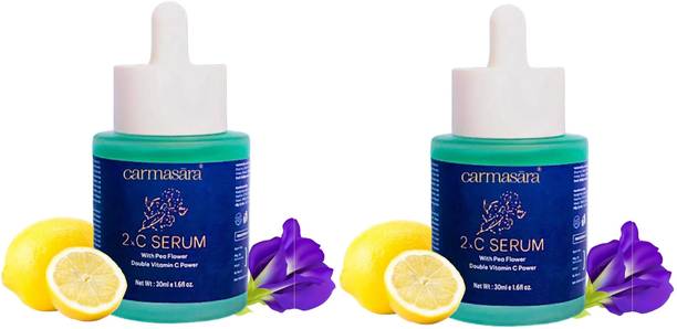 Carmasara 2xC Face Serum with Blue Pea & Double Vitamin C Power | Perfect for fading pigmentation and Fades Dark Spots Pack of 2