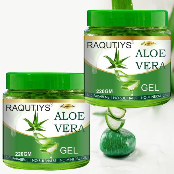 RAQUITYS 100% Pure Aloe Vera Gel (220gm) pack of 2