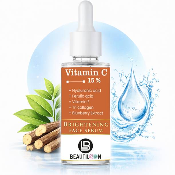 beautiloon Vitamin C Serum for Glowing Skin and Skin Whitening with Dark Spot Removal Pigmentation Reduction Acne Scar Care Wrinkle Repair Fine Lines Deep Hydration and Anti Aging Face Care Formula 30ml