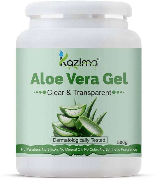 Kazima Pure Natural Aloe Vera Gel (500 Gram) - Ideal for Skin Treatment, Face, Acne Scars, Hair Treatment
