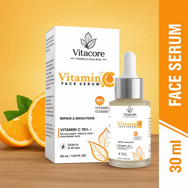 vitacore Vitamin C Face Serum, 15% with Tri-Collagen Vita C+E and Hyaluronic Acid, Repair and Brighten d