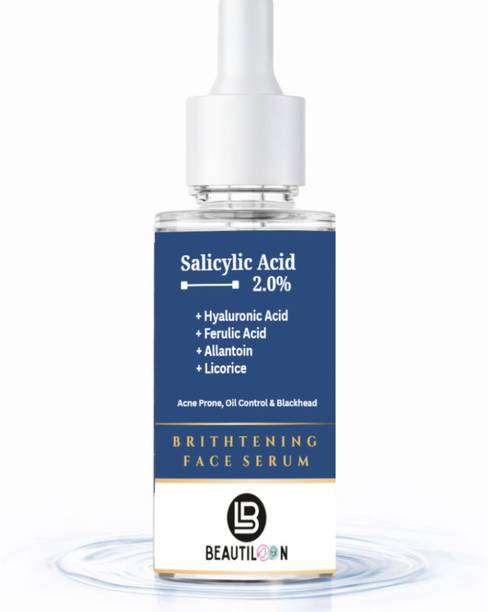 beautiloon Salicylic Acid, Hyaluronic Acid, Ferulic Acid, Allantoin & Licorice Face Serum | Oil-Free Radiance & Acne Solution (30 ml)