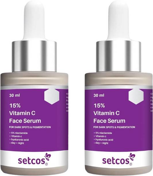 SETCOS 15% Vitamin C serum with 5% Niacinamide & Hyaluronic Acid ("pack of 2")