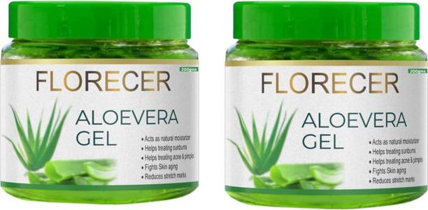 FLORECER 100% Aloe Vera Gel For Face, Skin And Hair- 400 Gram