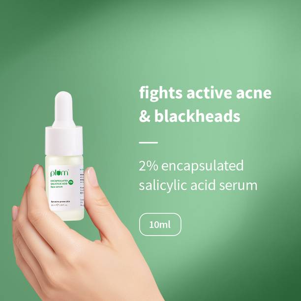 Plum 2% Encapsulated Salicylic Acid Face Serum | Fights Active Acne | Controls Oil | Soothes Inflammation | Lightweight & Quick-absorbing | 100% Vegan |