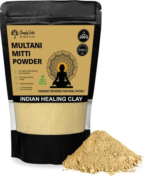 Simply Vedic Simply Vedic 100% Natural Multani Mitti Powder Face Pack (200Gms-Pack1) For Exfoliating Soothing Nourishing Face, Skin & Hair| Indian Hea
