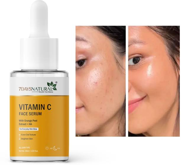 7days natural Vitamin C + E Face Serum For Brightening Skin | Niacinamide Acid | Fades Dark Spots | Acne Pimple | pigmentation Scar Marks Removals