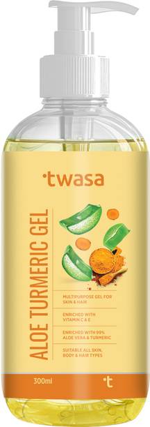 Twasa Pure Aloe Vera Turmeric Gel For Face, Skin & Hair | Multipurpose Gel For Glowing Skin | For Men & Women | Free From Parabens, Sulfates