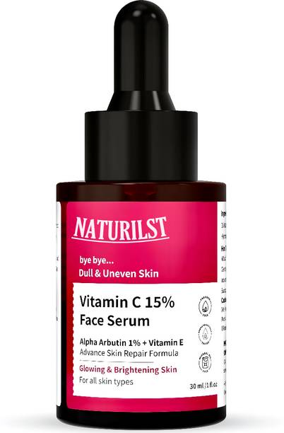NATURILST Professional 15% Vitamin C Face Serum with 1% Alpha Arbutin, Vita-E, Ferulic Acid | Advanced Skin Brightening Formula for Glowing Face