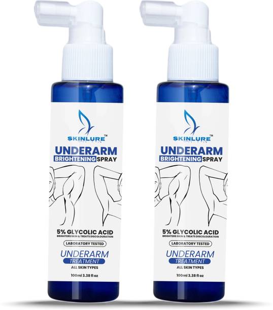 Skinlure Underarm Brightening Spray with 5% Glycolic Acid | Dark Spot Reduction & Skin Whitening | Smooth & Even-Toned Skin | 200ml (2 Pack 100ml)