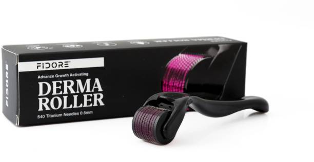 FIDORE Derma Roller 0.5mm For Hair Regrowth, Face Acne Scars & Skin Ageing | 540 Micro Needles Roller - Transparent Green