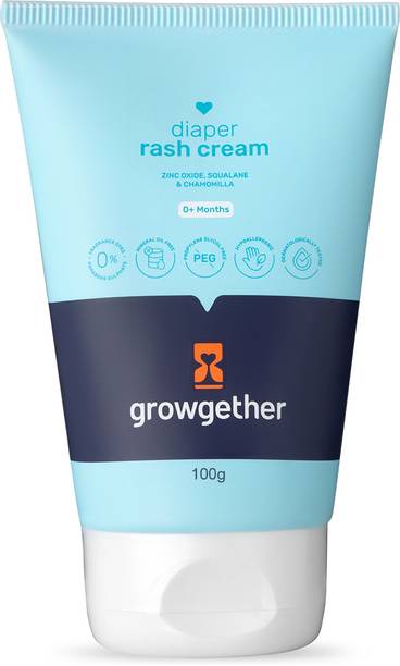 growgether Baby Diaper Rash Cream | 3-in-1 Daily Protection with Zinc Oxide, Squalane & Chamomile | Fragrance-Free, Non-Toxic, Safe for Newborns & Toddlers | 0+ Months