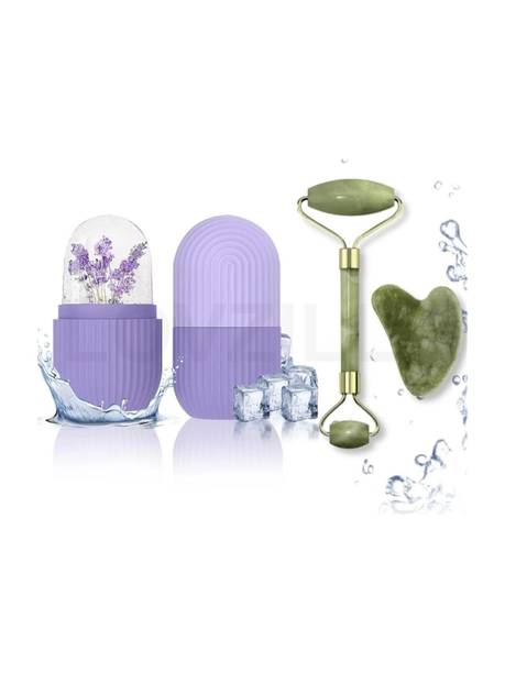 luckir Face Stone Jade Roller Massager with Gua Sha Stone And Ice Roller