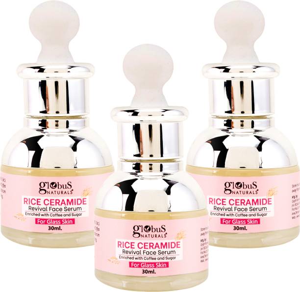 Globus Naturals Rice Ceramide Revival Face Serum, For Korean Glass Skin, Set of 3