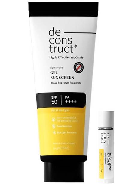 Deconstruct Sun & Lip Care Essentials: SPF 50 Brightneing Lip Balm & SPF 50 Gel Sunscreen