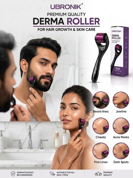UBRONIK UBRONIK Professional 540 Needle Derma Roller for Beard Growth, Hair Growth, Skin Texture Improvement & Anti-Ageing Care
