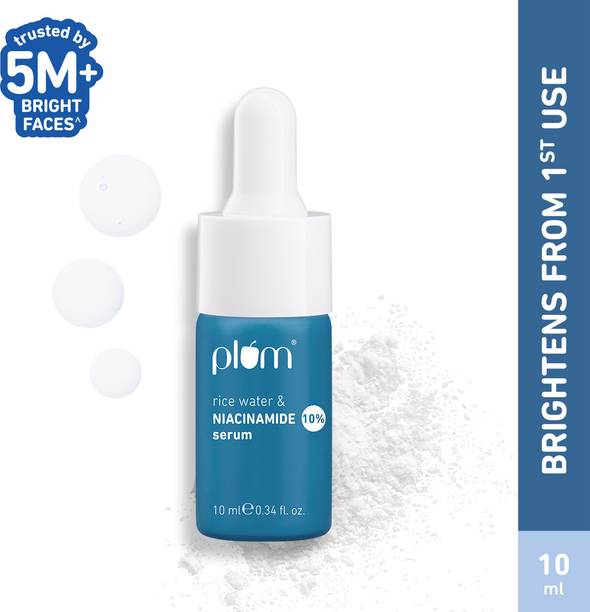 Plum 10% Niacinamide & Rice Water Face Serum For Bright & Clear Skin | Dermat-Tested