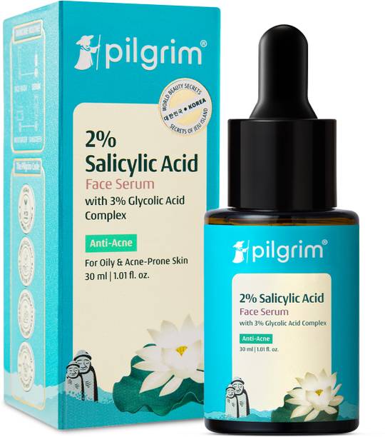 Pilgrim Salicylic Acid 1% + Glycolic Acid 3% Anti Acne Serum | Resurfaces & Retexturizes Skin| Reduces Excess Oil | Dermatologically Tested | All Skin Type | For Men & Women | Vegan