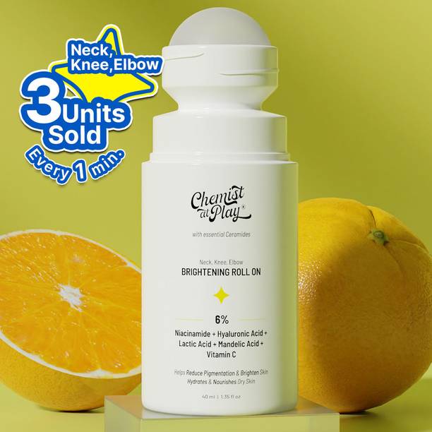 Chemist at Play Vitamin C Neck Knee Elbow Brightening Roll On | Skin Whitening for Men & Women