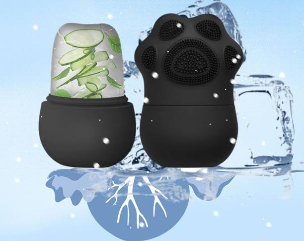 MOTYL Ice Roller for Face with Scrubber | Ice Roller for Face | Face Ice Roller for Men & Women | Ice Cube Roller for Glowing Skin & Puffy Eyes | Reusable & Unbreakable (Black)