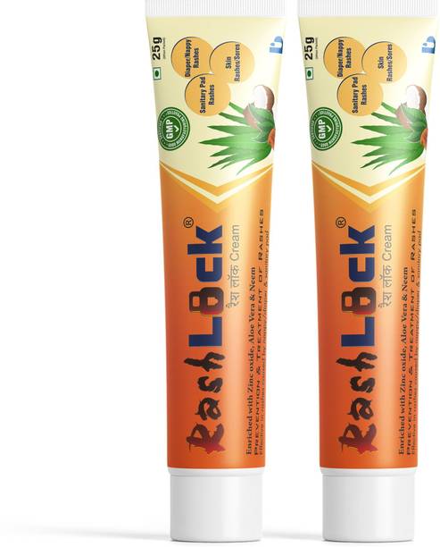 Rashlock Rashes Cream For Baby Diaper & Sanitary Pad Rashes | Infused with Aloe Vera, Neem & Zinc Oxide - 25g (Pack of 2)