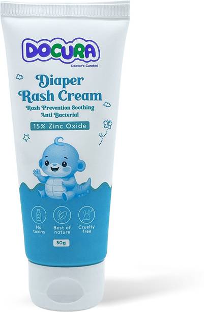 DOCURA Diaper Rash Cream | Soothing Anti-Bacterial Formula with 15% Zinc Oxide, Dermatologically Tested
