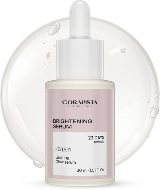 CORALISTA Korean Glow Serum with Ginseng,Vitamin C & Hyaluronic Acid – 30ml | K-Beauty Radiance Booster | 98% Natural, 72% Organic | Face Serum for Brightening Serum