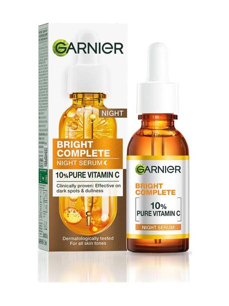 GARNIER Bright Complete Night Vitamin C Serum With 10% Pure Vitamin C for Bright Skin