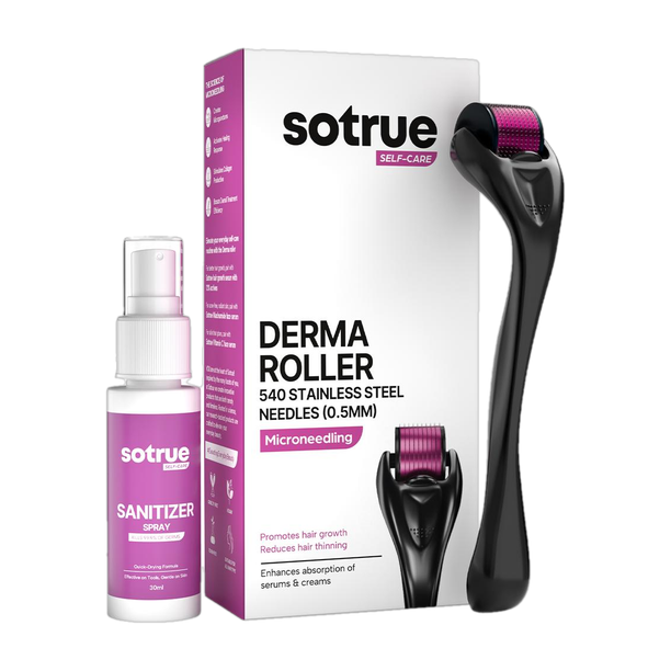 Sotrue Derma Roller For Hair Growth 0.5mm with 540 SS Needles, Reduces Acne Scars