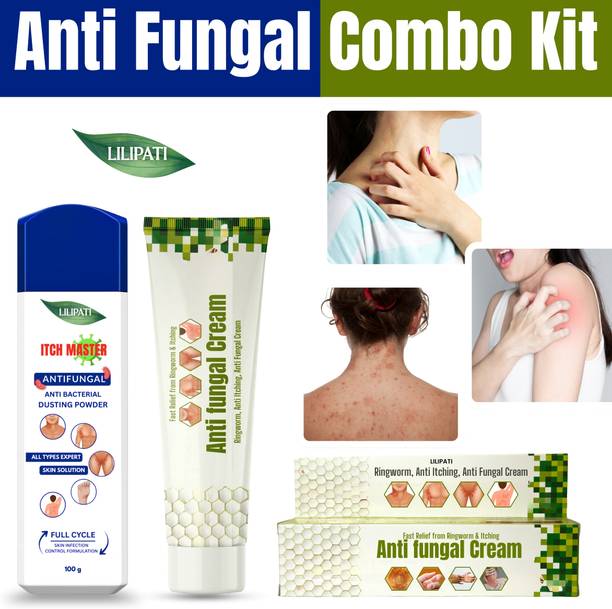 LILIPATI prickly heat powder + antifungal cream combo kit for heat rash care, cooling comfort and sweat protection
