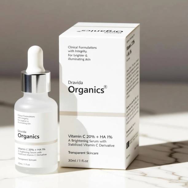 Dravida Organics 20% Vitamin C Face Serum | Fades Dark Spots | Reduces Pigmentation | Boosts Collagen | Brightens Skin | Suitable For All Skin Types |