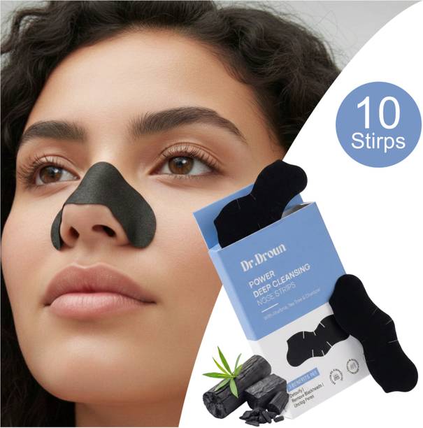 Dr.Droun Activated Charcoal Nose Strips Blackhead Remover Pore Cleansing Strips for Oily Skin Acne Control Deep Clean Peel Off Mask for Men & Women Instant Black & Whitehead Removal (10 Strips)