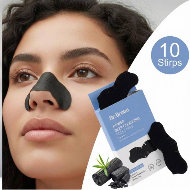 Dr.Droun Activated Charcoal Nose Strips Blackhead Remover Pore Cleansing Strips for Oily Skin Acne Control Deep Clean Peel Off Mask for Men & Women Instant Black & Whitehead Removal (10 Strips)