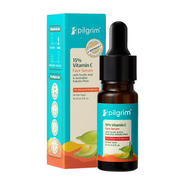 Pilgrim 15% Vitamin C Face Serum with Kakadu Plum|Brightens Skin|Men & Women