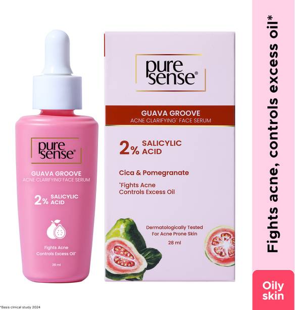 PureSense 2% Salicylic Acid Face Serum BHA Based Exfoliant Guava for Acne Prone Oily Skin