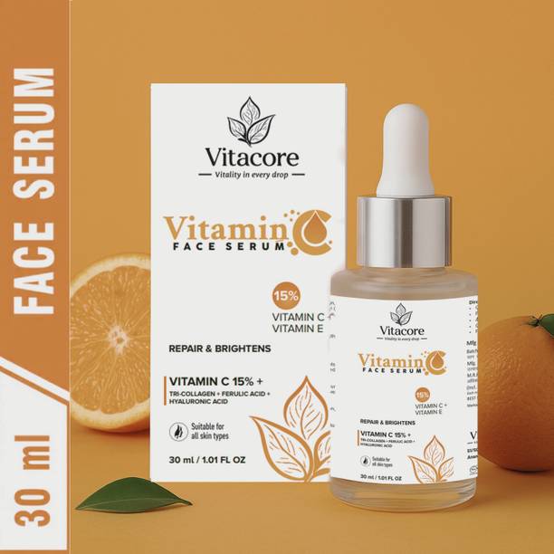 vitacore Vita C+E Advanced Serum 15% Vitamin C with Hyaluronic Acid & Tri-Collagen | Brightening, Anti-Aging, and Dark Spot Treatment | For All Skin Types premium