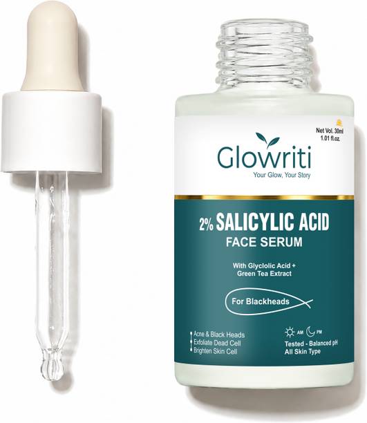 Glowriti 2% Salicylic Acid Face Serum with Glycolic Acid for Blackheads, Acne & Dead Skin Removal -