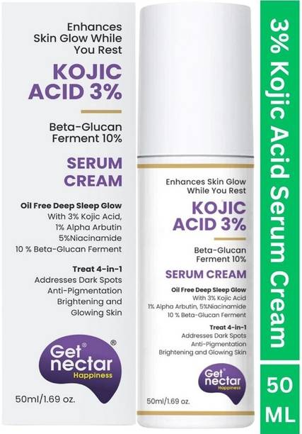 Get Nectar Happiness Overnight Glow Mask Serum with 3% Kojic Acid 5% Niacinamide 1% Alpha Arbutin & 25% Beta-Glucan for Dark Spots, Anti-Pigmentation, Brightening, Glowing Skin