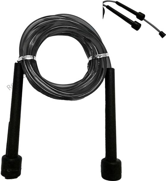 LYCAN Pencil Rope for Exercise Workout & Weight Loss Tangle Free Black Freestyle Skipping Rope