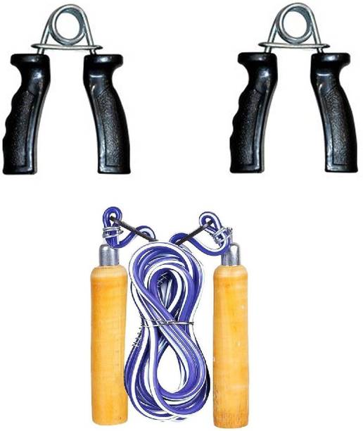 COGNANT FITNESS 1 Wooden Skipping Rope + 2 HAND GRIP - Best Exercise Kit Fitness Accessory Kit Kit