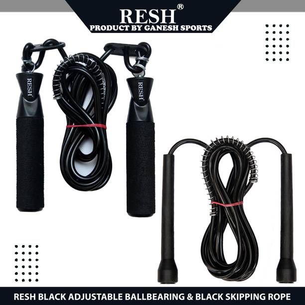 Resh Black Adjustable Ball Bearing + Black स्किपिंग रोप