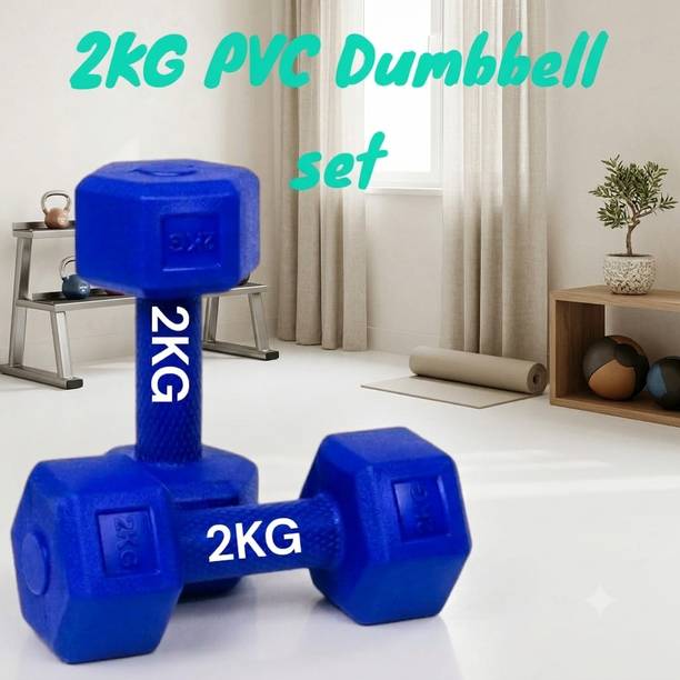 WILORA Gym Dumbbell Set (2KG X 2PCS) PVC Dumbell Pair for Home Gym Weighted Skipping Rope