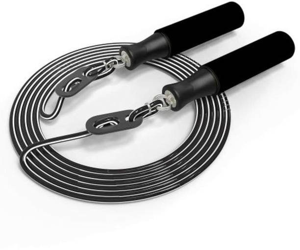 LYCAN Rope for Exercise, Gym, Sports Fitness With Foam Handel (Black) Ball Bearing Skipping Rope
