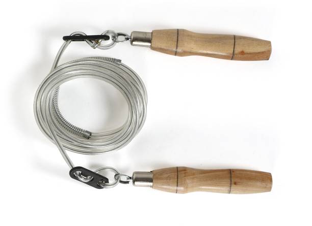 SHAPEWELL Wooden Handle Skipping Rope with Steel Wire Fitness, Workout, Weight Loss Freestyle Skipping Rope