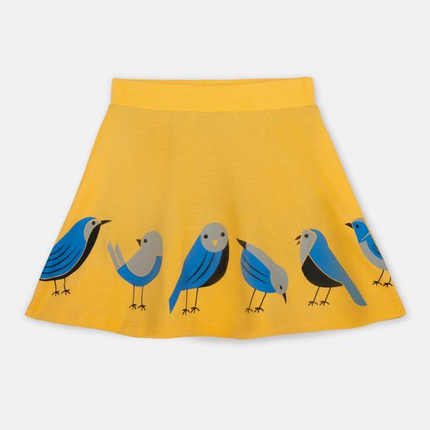 YouGotPlanB Printed Girls A-line Yellow Skirt