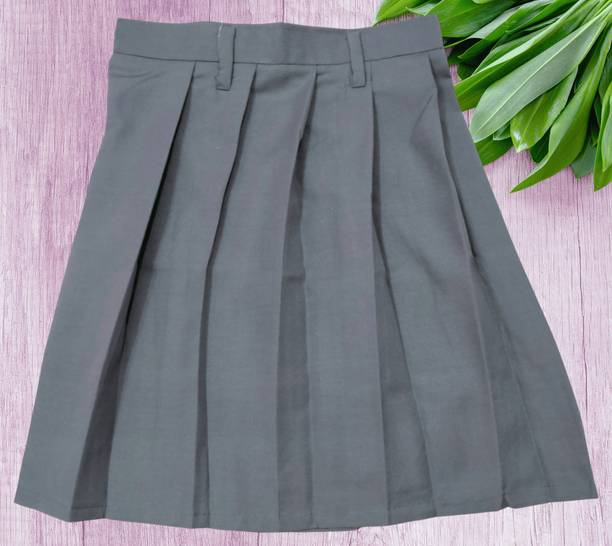 Abhima Fashion Solid Girls Regular Grey Skirt